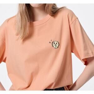 GU (Uniqlo) Chiikawa Patch Cotton T-shirt in Light Orange